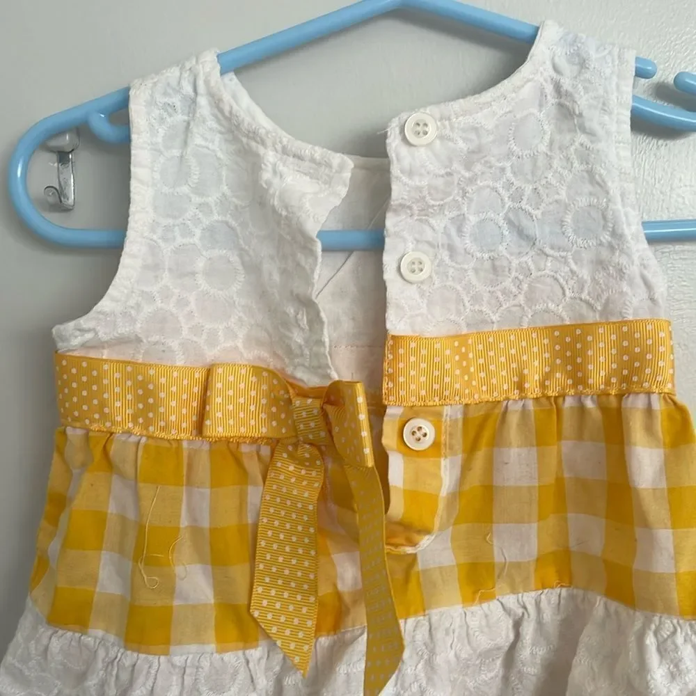 baby girl yellow and white spring Kids Dress size 3-6months